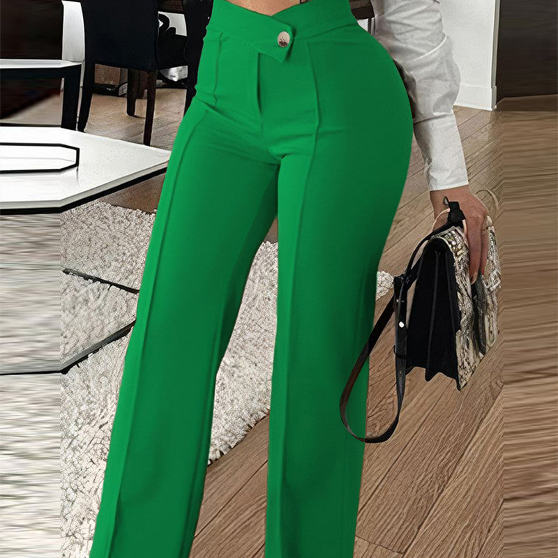 Women's Cross-border Slim-fit Green Leisure Commute Wide-leg Trousers - J Micheal