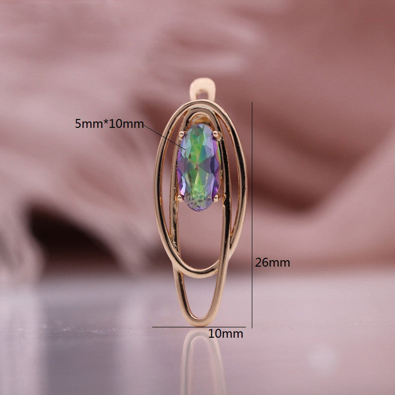 Rose Gold Coconut Circle Hollow Colored Zircon Earrings - J Micheal