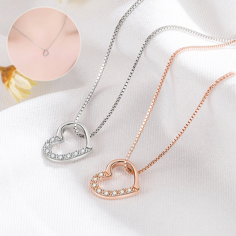 S925 Sterling Silver Love Heart Pendant Necklace For Women Fashion Jewelry Ladies Gold Color Clavicle Chain High Quality Jewelry Gifts - J Micheal