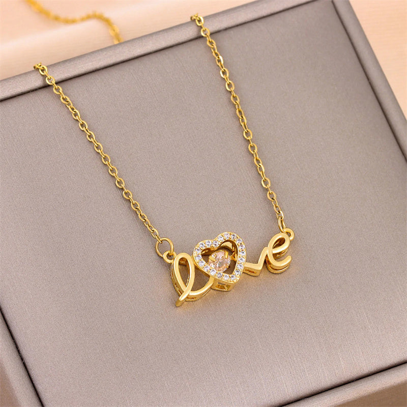 Valentines Day Gift New Titanium Steel Necklace Fashion New Love Smart Necklace Female Clavicle Chain Fashion Jewelry Woman - J Micheal