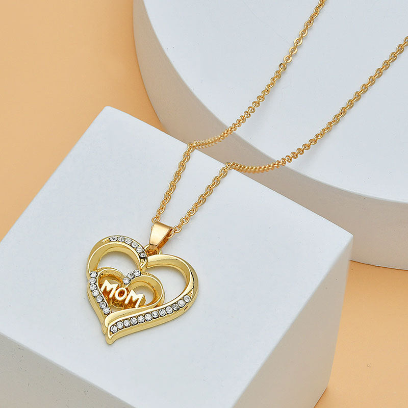 Mother's Day Mom Heart Shape With Diamond Letter Necklace For Women Fine Jewelry Women Accessories Fashion Jewelry - J Micheal