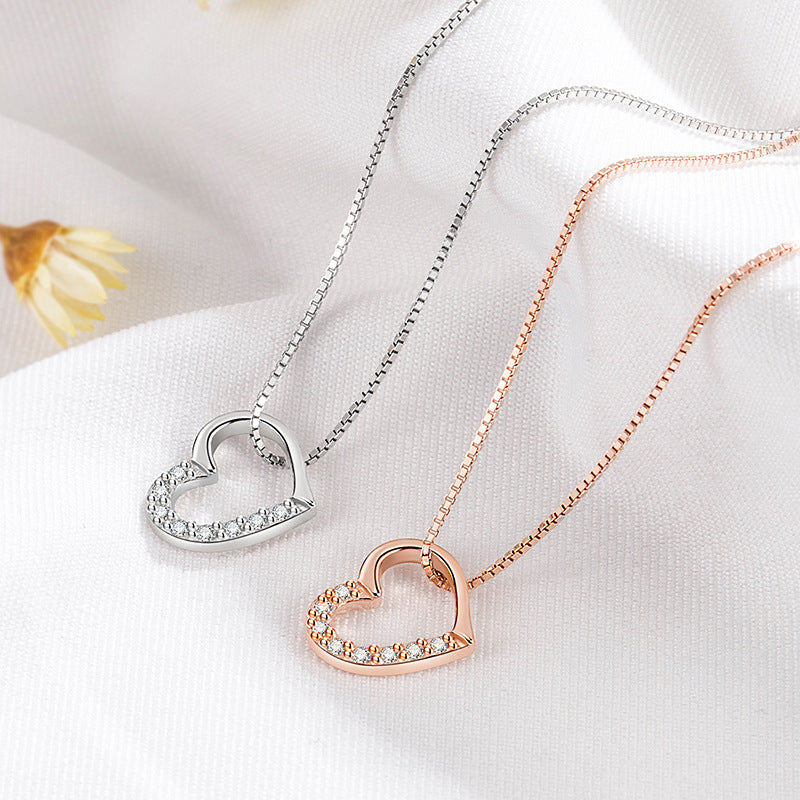 S925 Sterling Silver Love Heart Pendant Necklace For Women Fashion Jewelry Ladies Gold Color Clavicle Chain High Quality Jewelry Gifts - J Micheal