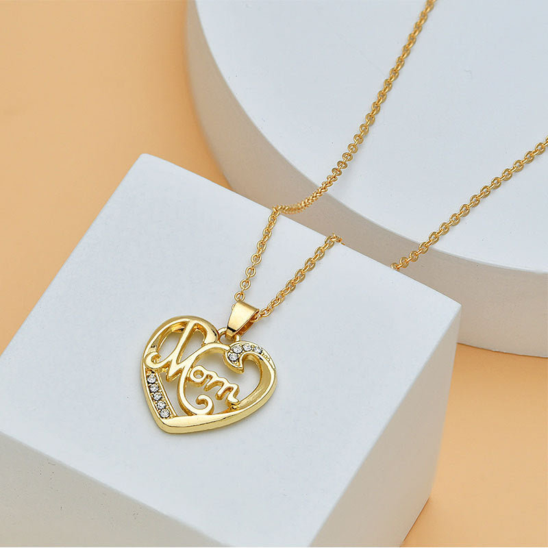 Mother's Day Mom Heart Shape With Diamond Letter Necklace For Women Fine Jewelry Women Accessories Fashion Jewelry - J Micheal