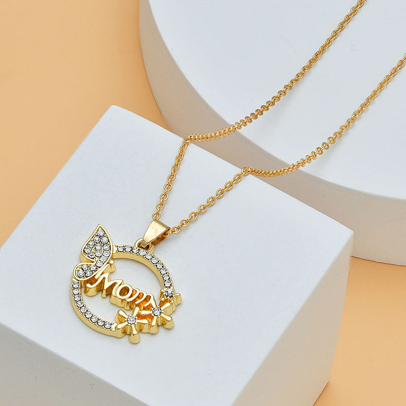 Mother's Day Mom Heart Shape With Diamond Letter Necklace For Women Fine Jewelry Women Accessories Fashion Jewelry - J Micheal