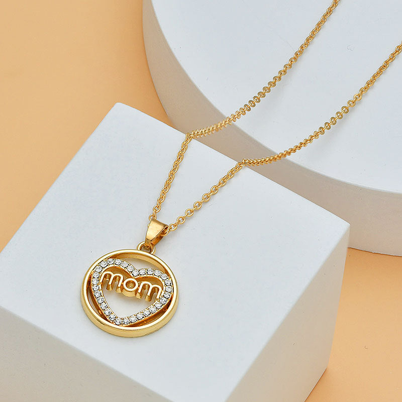 Mother's Day Mom Heart Shape With Diamond Letter Necklace For Women Fine Jewelry Women Accessories Fashion Jewelry - J Micheal