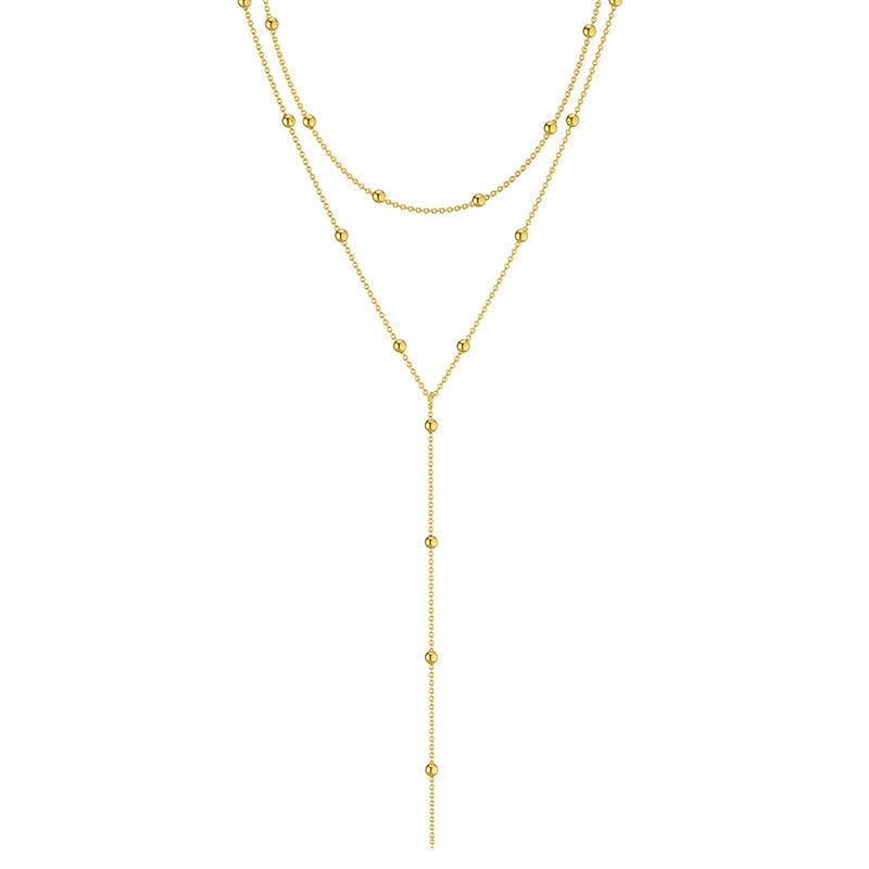 Fashion Simple Geometric Tassel Round Beads Clavicle Necklace - J Micheal