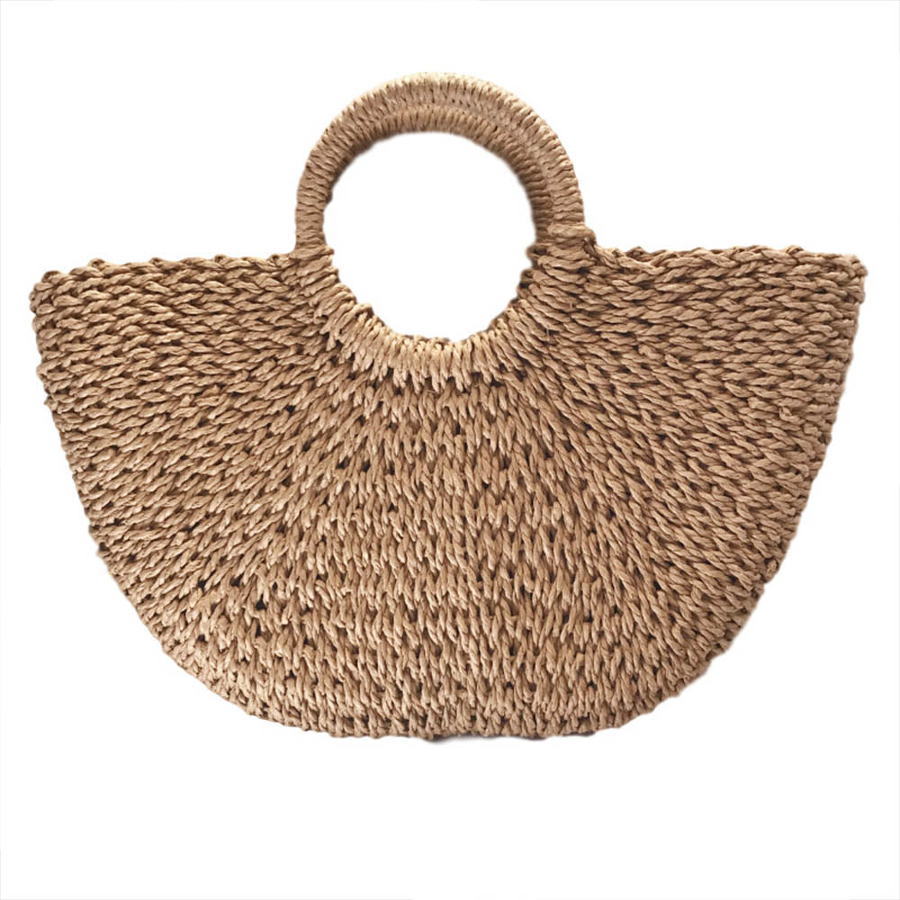 Natural Handwoven Straw Beach Bag - J Micheal