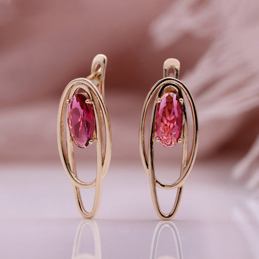 Rose Gold Coconut Circle Hollow Colored Zircon Earrings - J Micheal