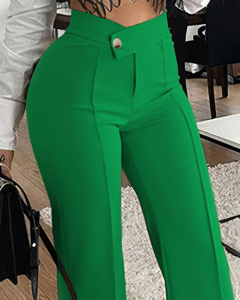 Women's Cross-border Slim-fit Green Leisure Commute Wide-leg Trousers - J Micheal