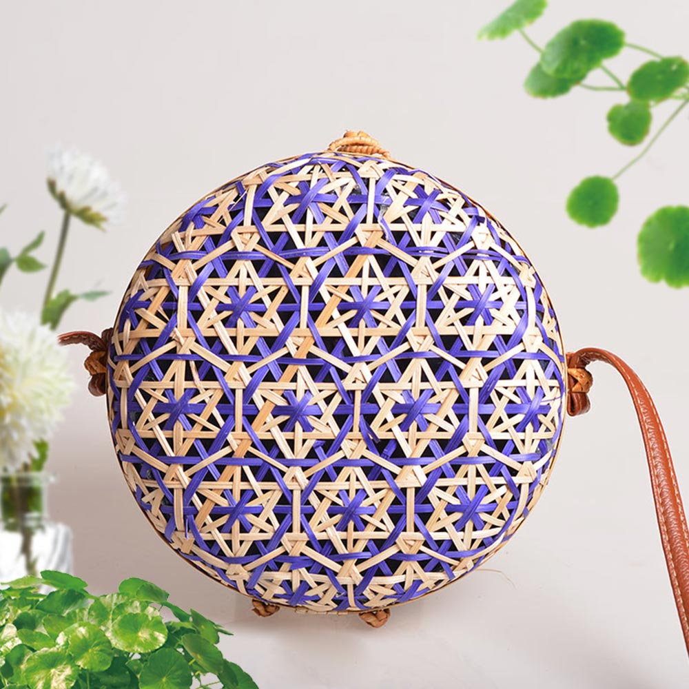 Natural Handmade Rattan Round Handbag - J Micheal