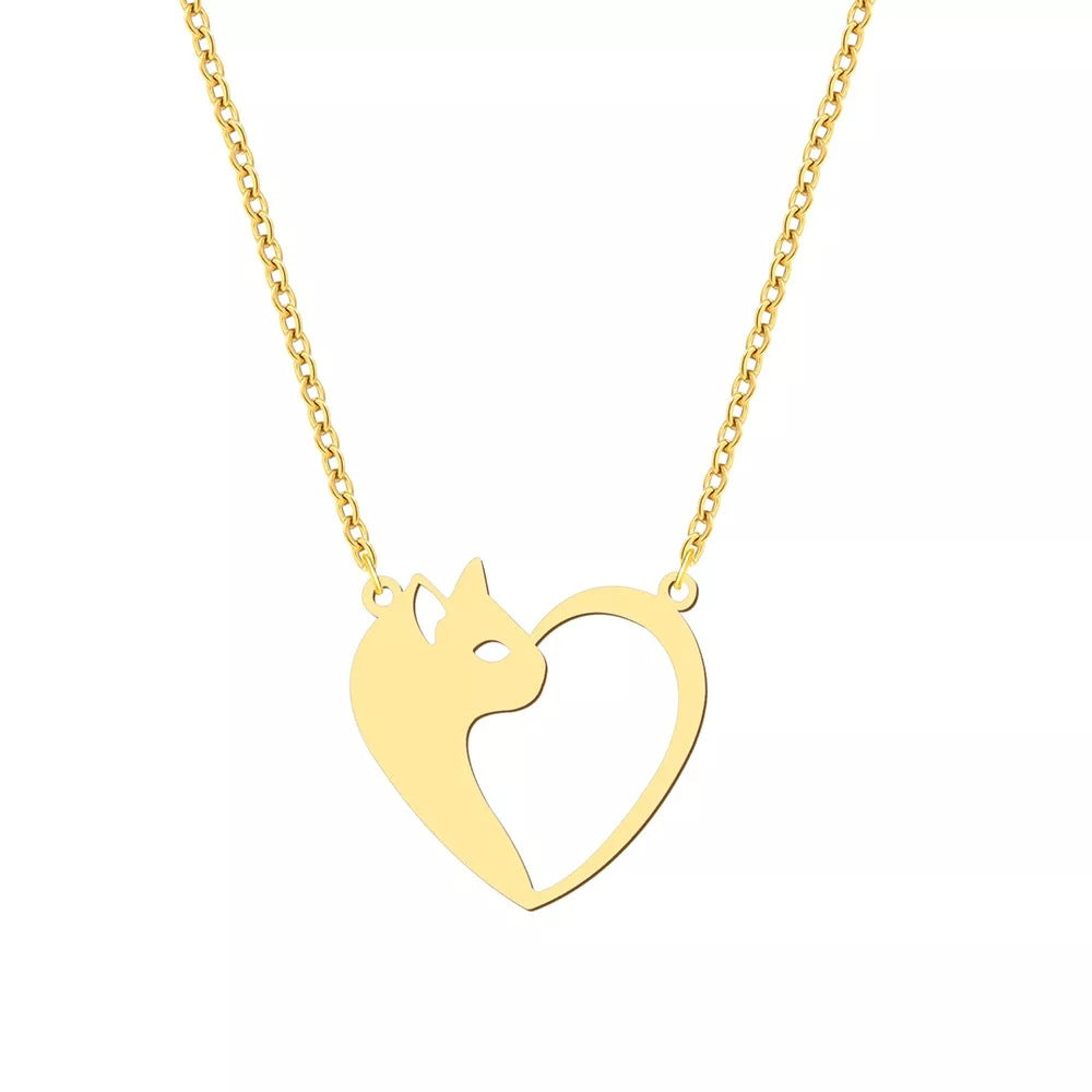 Women's Fashion Jewelry Stainless Steel Necklaces Heart Cat Hollow Pendant Choker Clavicle Chain Charm Fashion Necklaces For Women Jewelry Girls Gifts - J Micheal