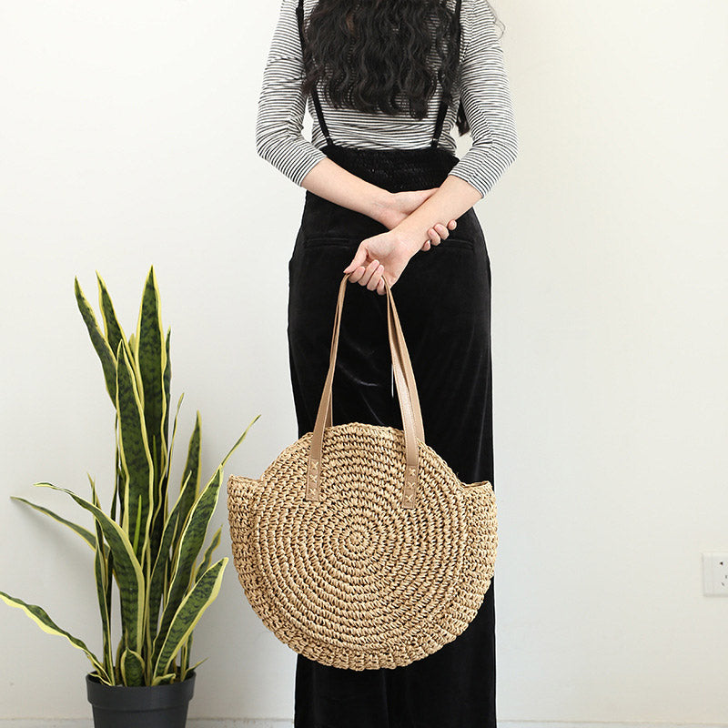 Natural Rattan Handmade Beach Tote Bag - J Micheal