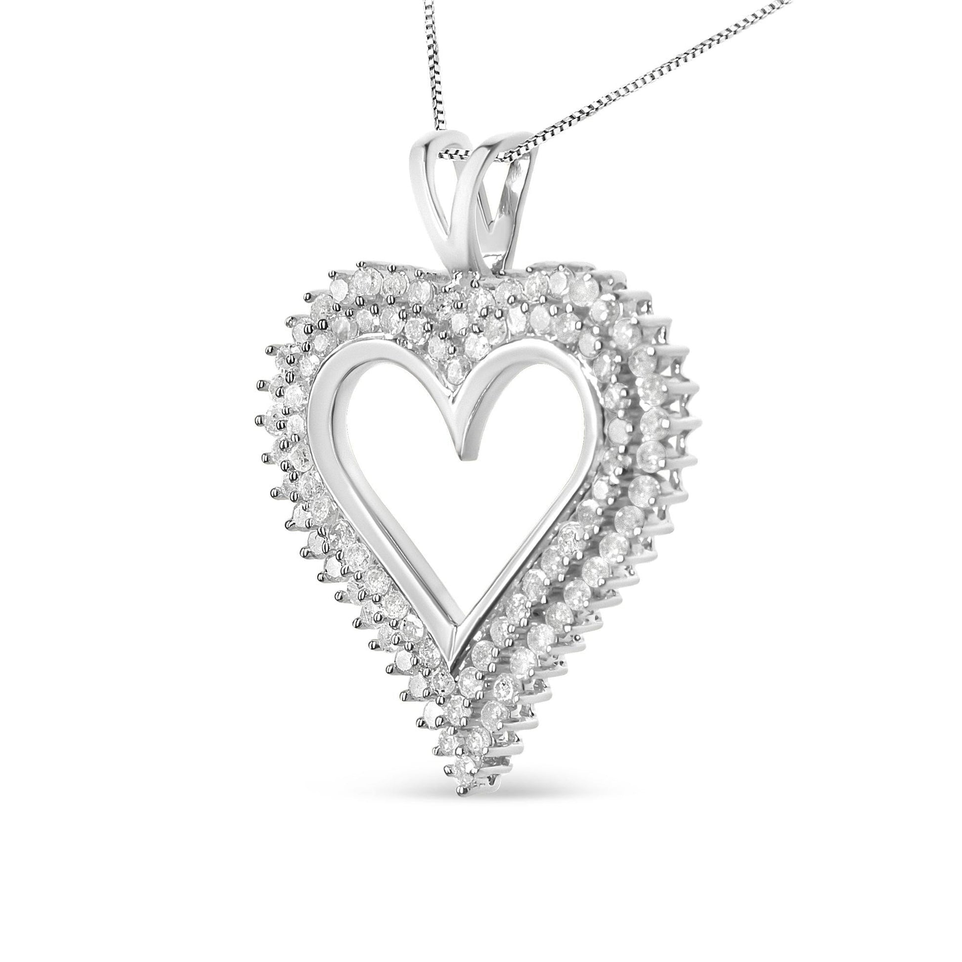 .925 Sterling Silver Diamond Heart 18" Pendant Necklace (I-J Color, I2-I3 Clarity) - J Micheal