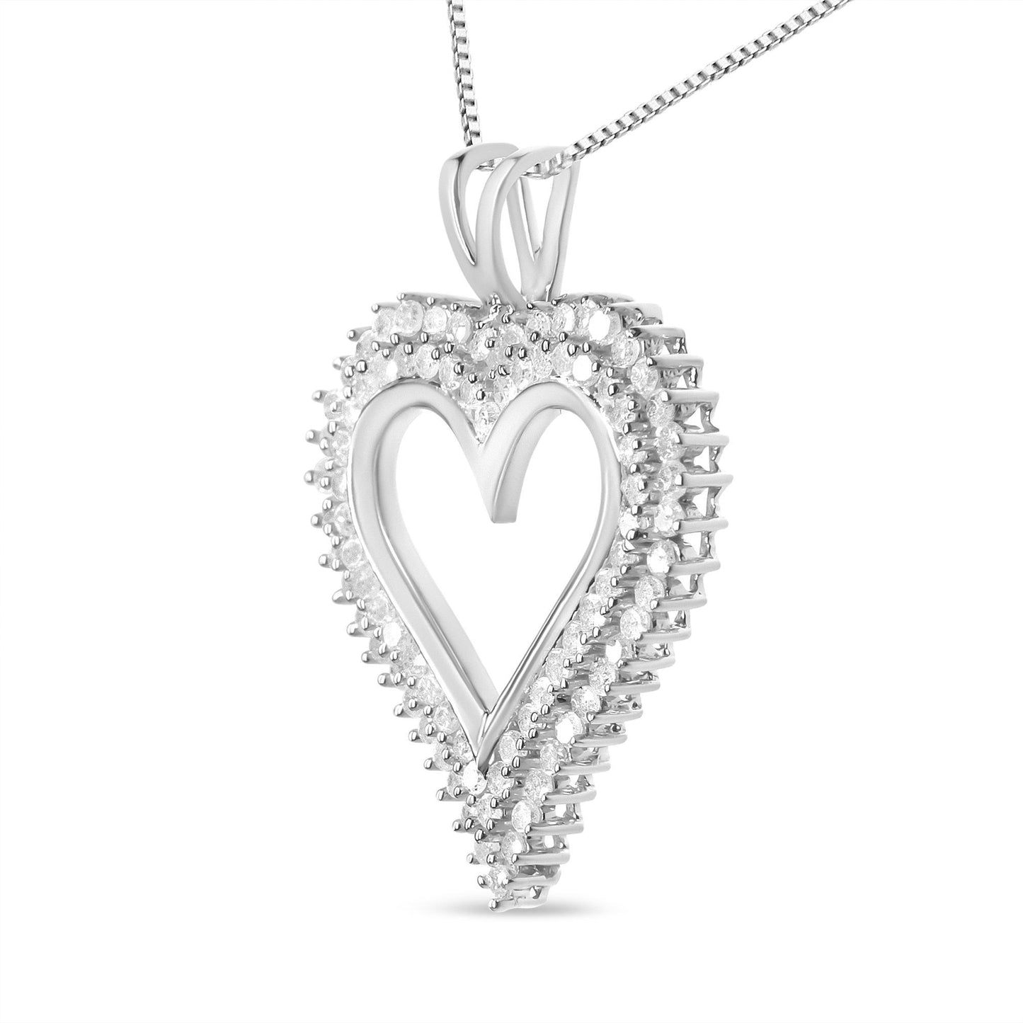 .925 Sterling Silver Diamond Heart 18" Pendant Necklace (I-J Color, I2-I3 Clarity) - J Micheal