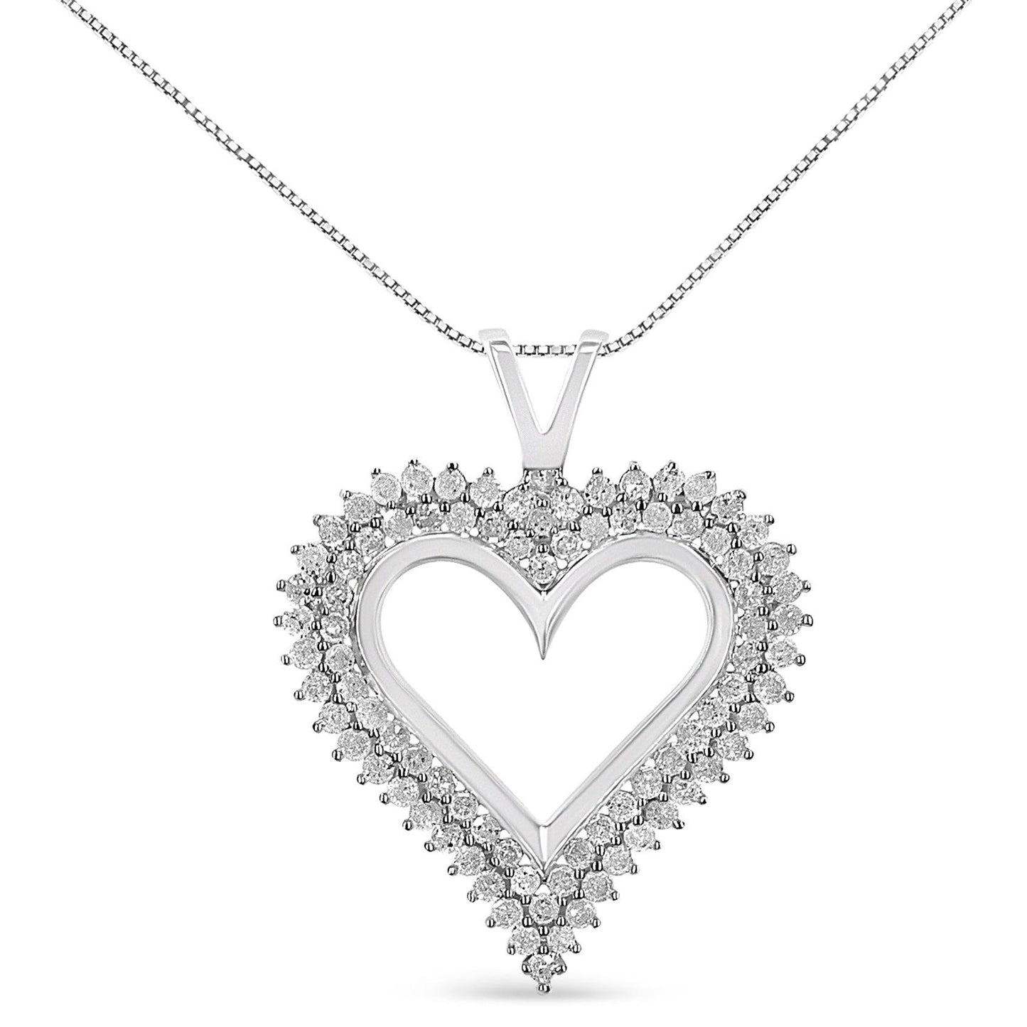 .925 Sterling Silver Diamond Heart 18" Pendant Necklace (I-J Color, I2-I3 Clarity) - J Micheal